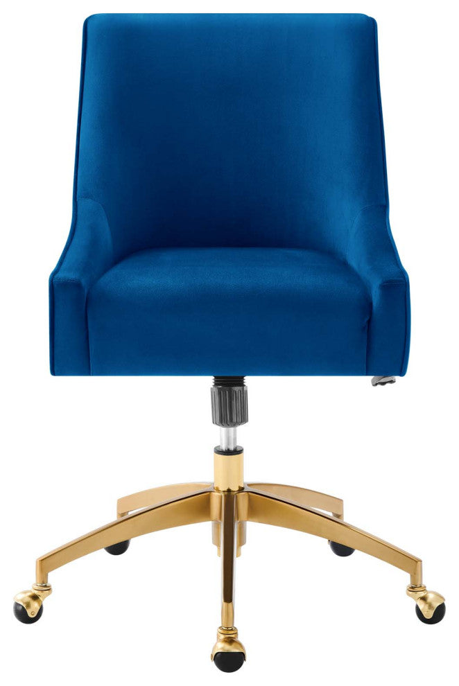Computer Work Desk Chair, Blue Navy, Velvet, Modern, Home Business Office