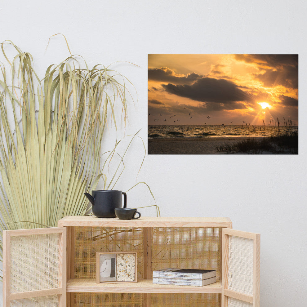 Seaside Themed Wall Art: Anna Maria Island Cloudy Beach Sunset 1 Print, 24" X 36"