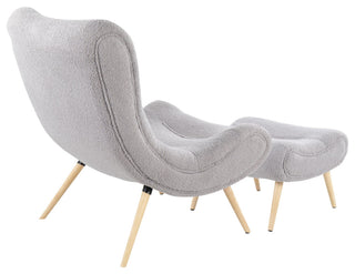 Cloud Chair, Natural Wood, Gray Sherpa