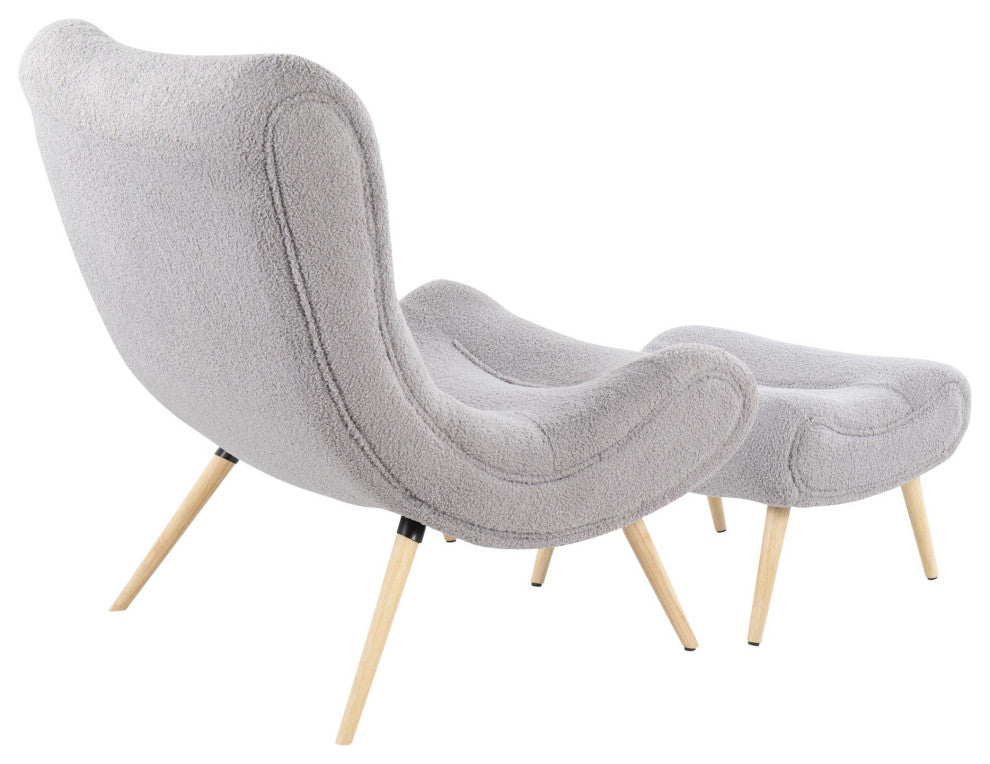 Cloud Chair, Natural Wood, Gray Sherpa