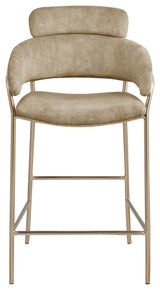 Yara Beige Velvet Upholstered Counter Stool, Beige
