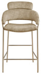 Yara Beige Velvet Upholstered Counter Stool, Beige