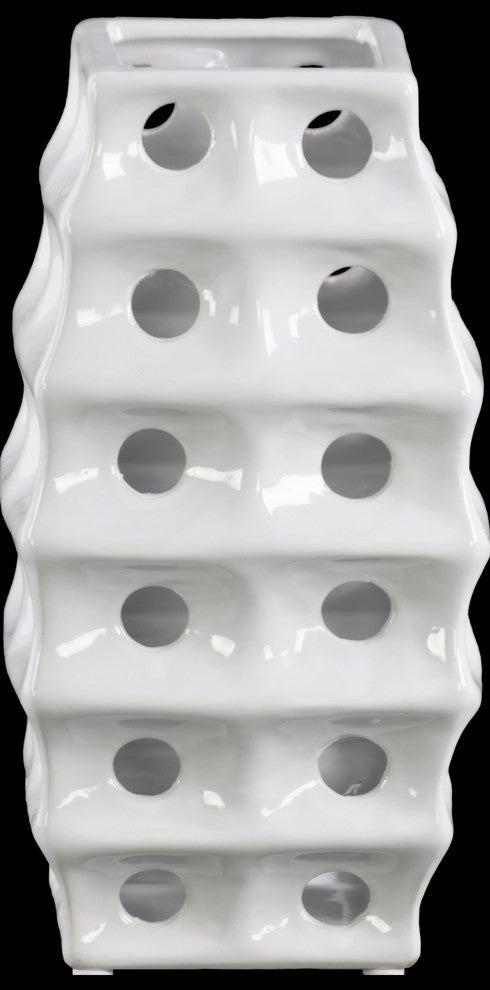 Ceramic Vase, Polished Chrome White, Large