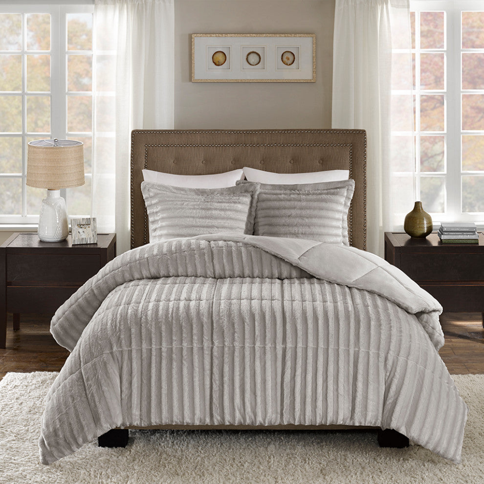 Madison Park Duke Dux Faux Fur 3-Piece Comforter Mini Set