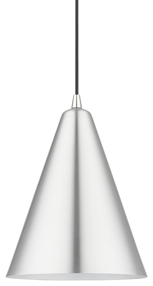 Dulce 1-Light Brushed Aluminum Cone Pendant, Polished Chrome Accents
