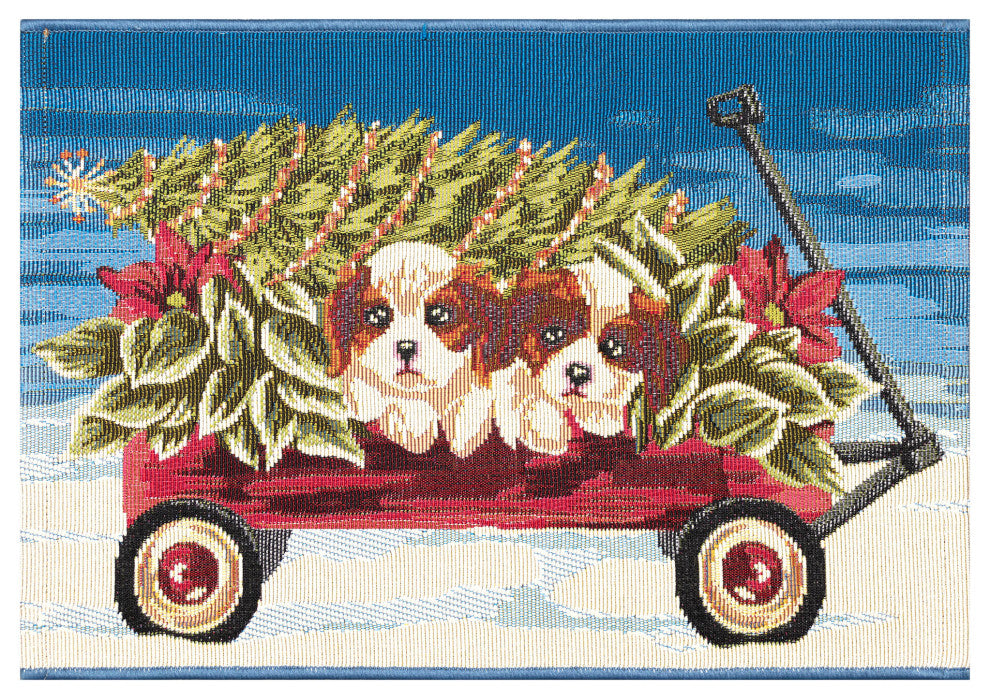 Esencia Wagon Wonderland Indoor/Outdoor Mat Blue 2'5"x3'11"