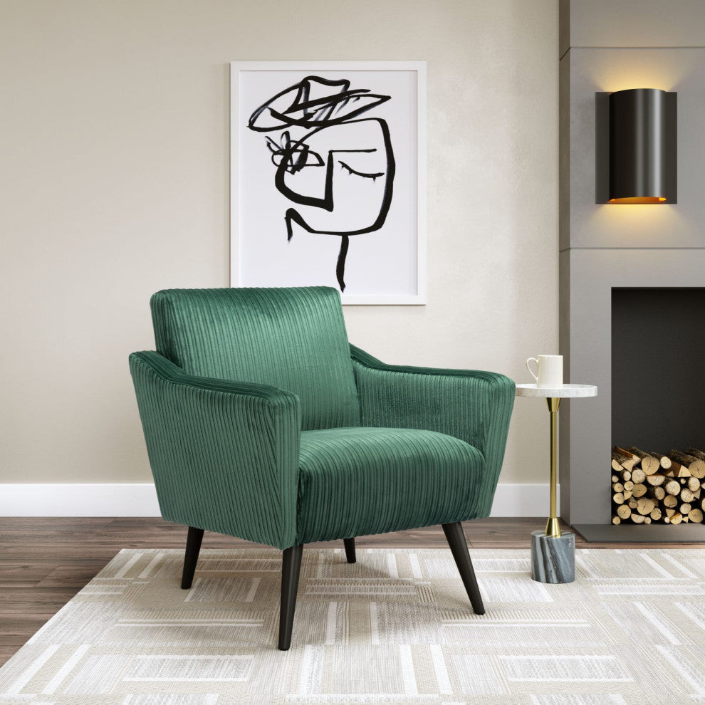 Accent Chair, Fabric, Wood, Green, Black, Living Lounge Cafe Lobby Hospitality