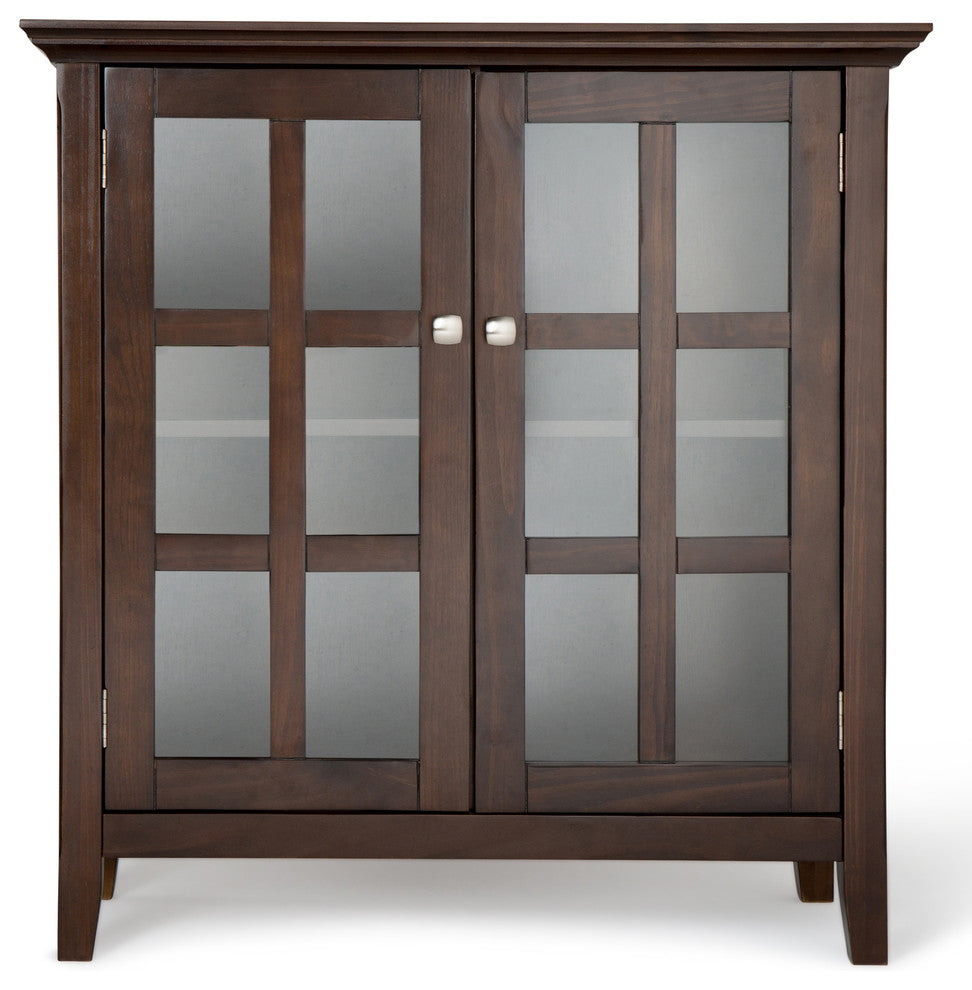 Acadian Solid Wood 35 Inch Wide Low Storage Cabinet In Brunette Brown