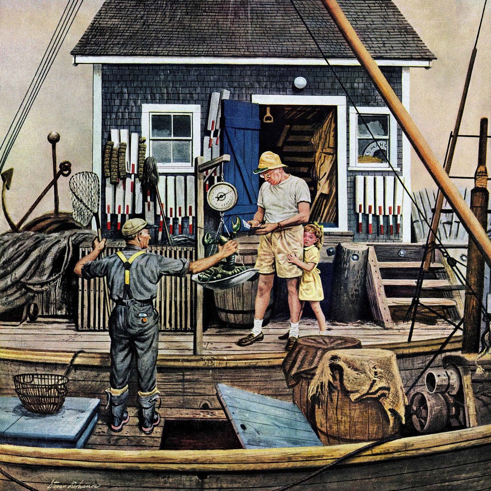 "Buying Lobsters" Painting Print on Canvas by Stevan Dohanos