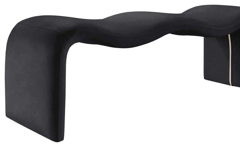 Willow Upholstered Bench, Black, Vegan Leather