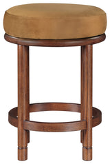 Monette Upholstered Bar and Counter Stool, Saddle, Velvet, Brown Finish