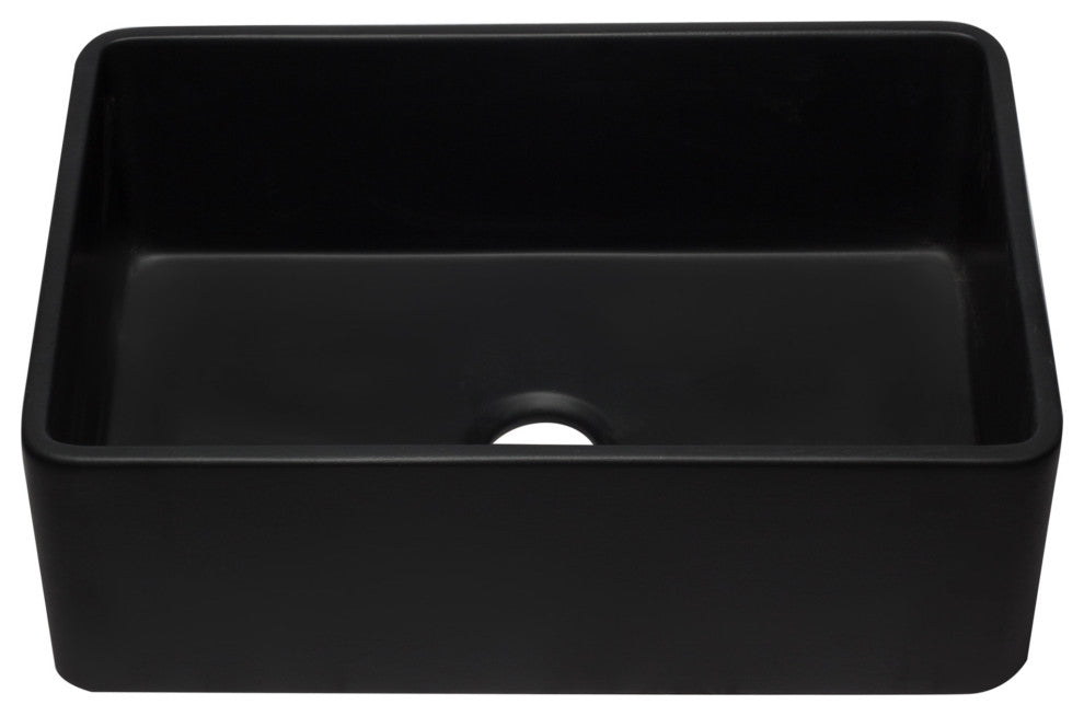 ALFI brand AB3020SB-BM 30 Inch Black Single Fireclay Farmhouse Kitchen Sink