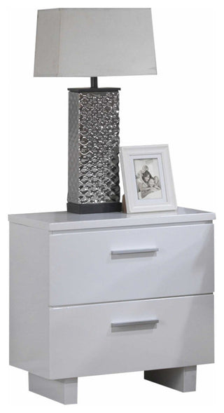 23" White Two Drawers Mirrored Nightstand