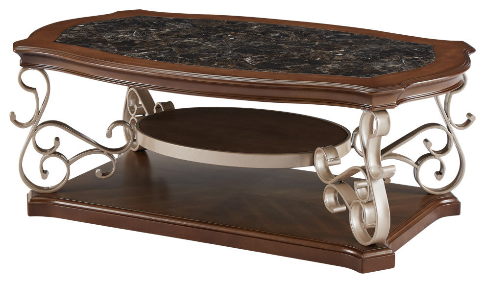 Gewnee Cocktail Table, marble paper top