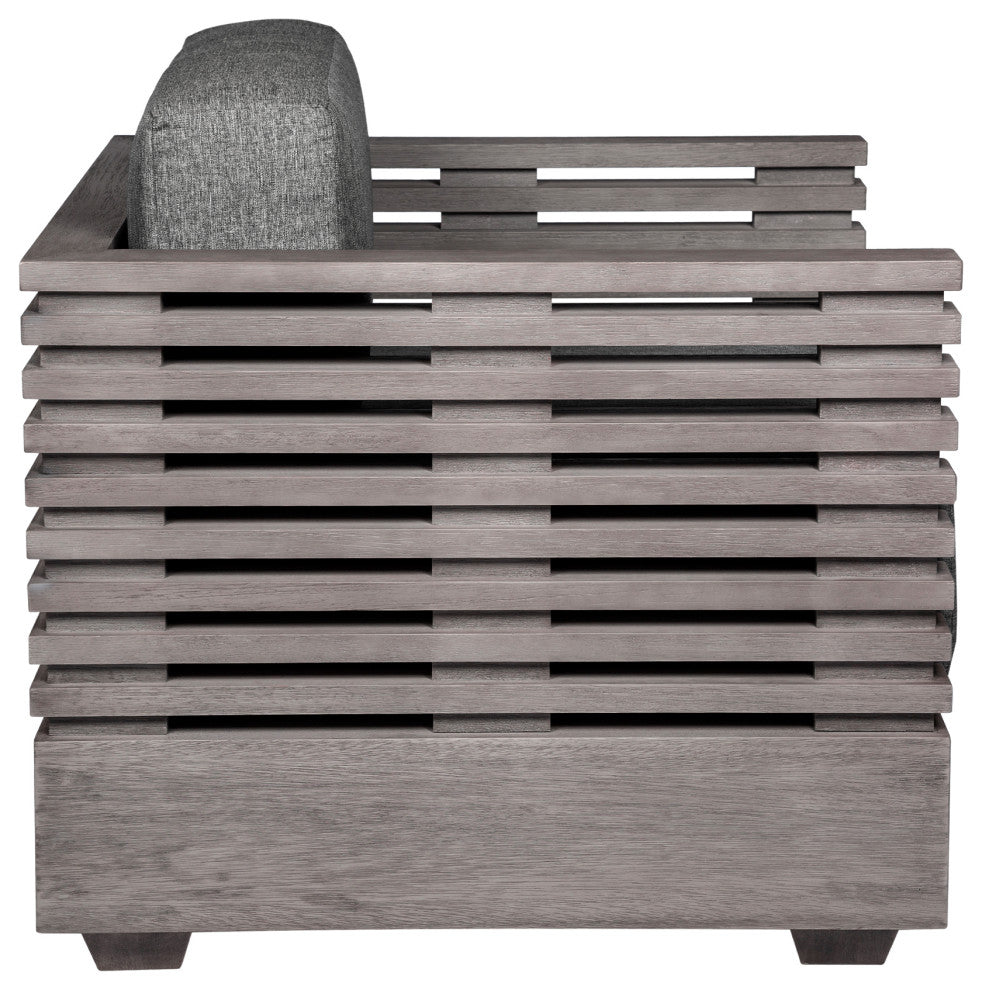 Vivid Outdoor Patio Chair, Gray Eucalyptus Wood With Gray Olefin Cushions