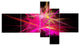 Pink Fractal Chaos Multicolored Rays, Abstract Canvas Art, 60"x32", 5 panels