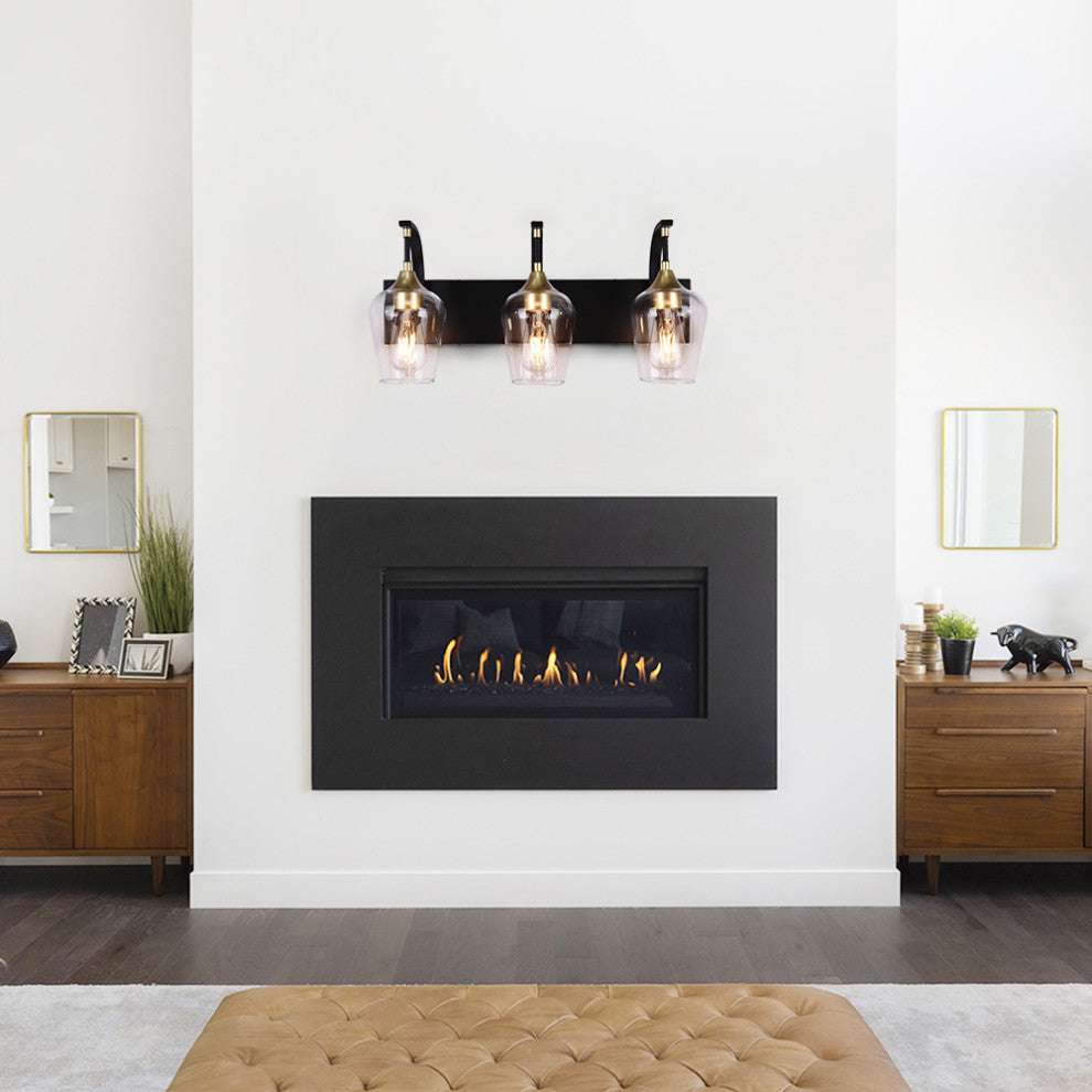 Mid-Century Modern 3-Light Glass Shaded Vanity Light