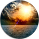 Yellow Sunset In The Middle Of Ocean, Beach Disc Metal Artwork, 36"