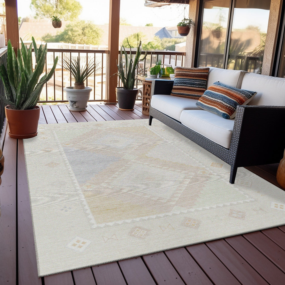 Indoor/Outdoor Phoenix PH2 Ivory Machine Washable 5' x 7'6" Rug