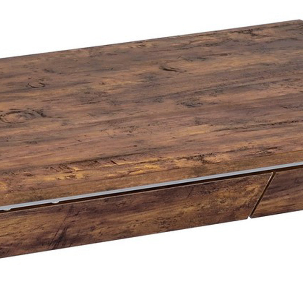 Benzara BM280281 36" Office Desk, 2 Drawers, X Shape Frame, Wood, Oak, Chrome