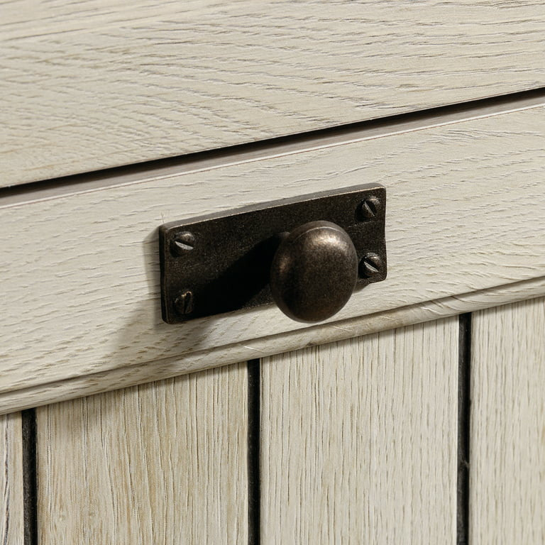 Cottage Desk, Drawers With Grooved Pulls & Metal Pull Handles, Chalked Chestnut