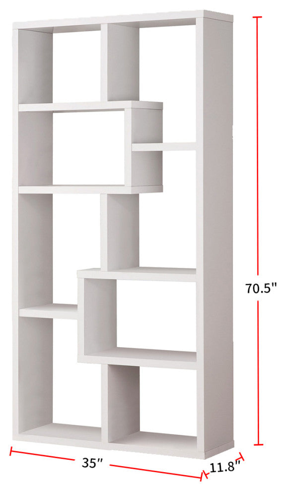 Multiple Cubed Rectangular Bookcase, White