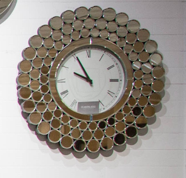 Montreal Round Mosaic Mirrored Wall Clock