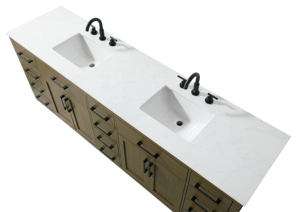 Home Living 84" Double Bathroom Vanity, Chestnut Brown