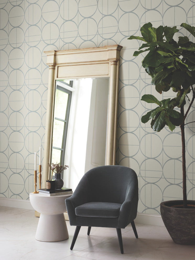 Taupe & Silver Sun Circles Wallpaper