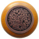 Saddleworth Wood Knob, Antique Brass, Maple Wood Finish, Antique Copper