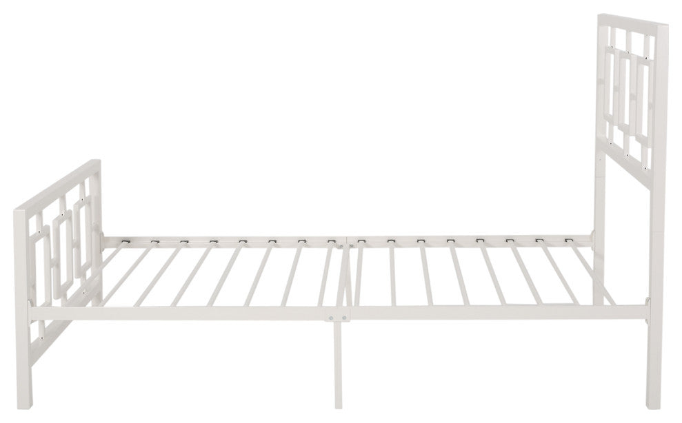 Madera Modern Iron Twin Bed Frame, White