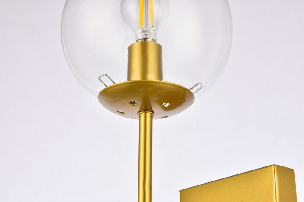 Noah 2-Light Brass and Clear Glass Wall Sconce