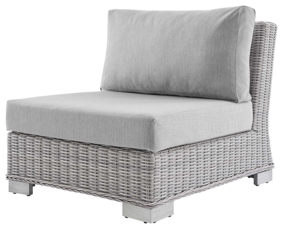 Lounge Sectional Sofa Set, Rattan, Wicker, Gray, Modern, Outdoor Patio Cafe