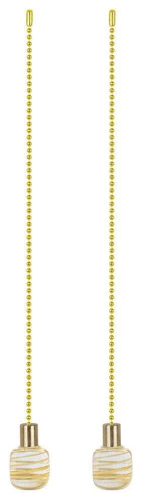 Aspen Creative 20507-X, 12" Glass Knob with Pull Chain, Clear With Yellow Line,
