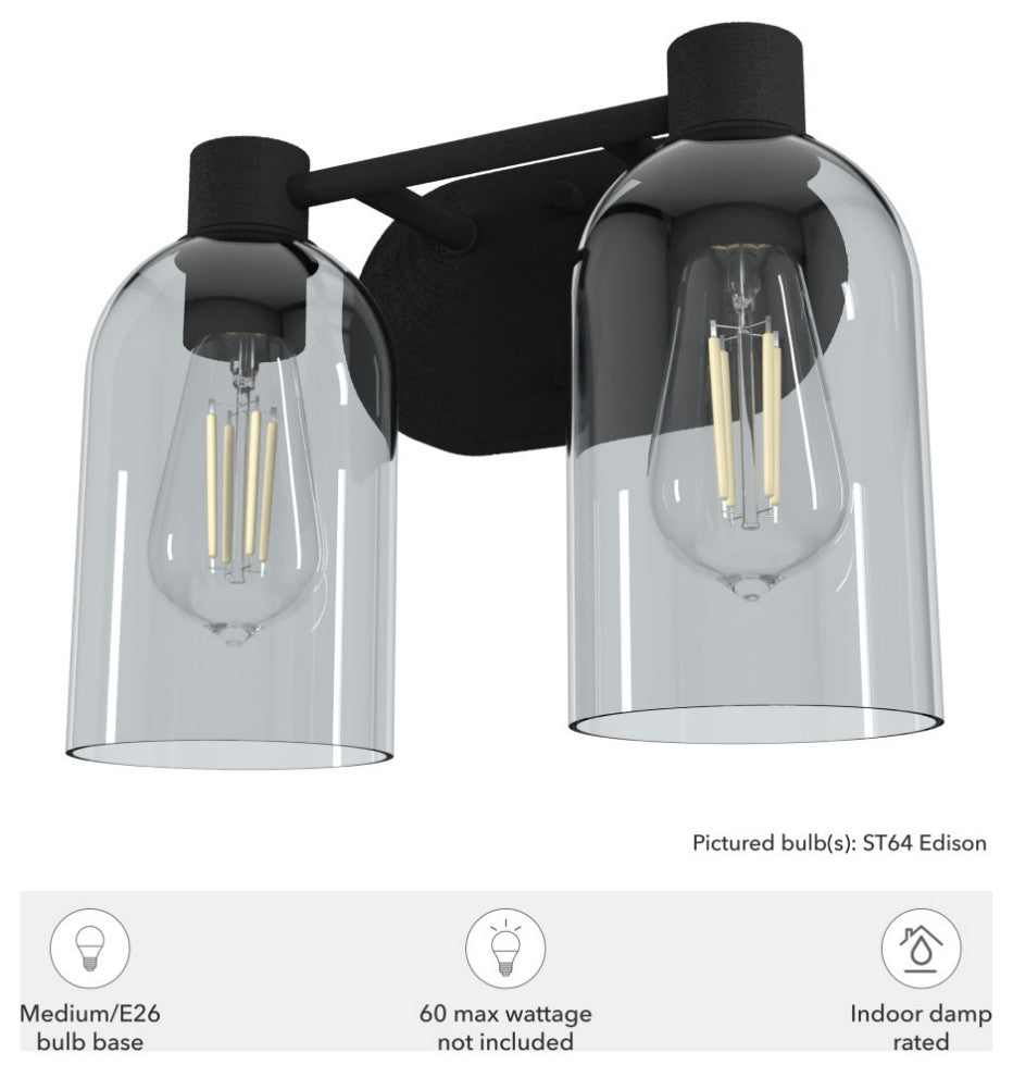 Hunter Lochemeade Natural Iron 2 Light Vanity Wall Light Fixture