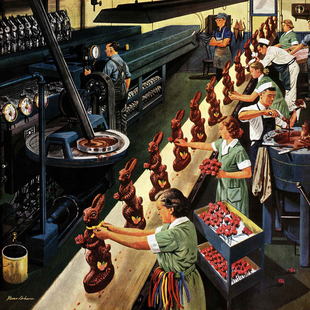 "Chocolate Easter Bunnies" Print on Canvas by Stevan Dohanos