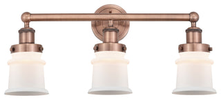 Canton 3-Light 23" Bath Vanity Light, Antique Copper Finish, Matte White Shade