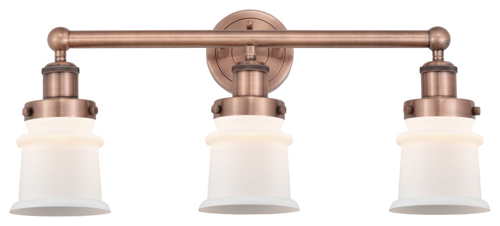 Canton 3-Light 23" Bath Vanity Light, Antique Copper Finish, Matte White Shade