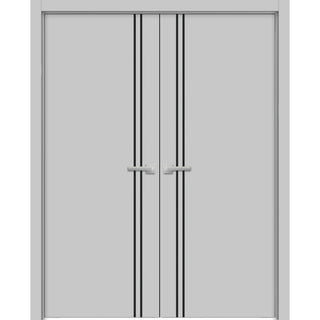 Solid French Double Doors 48 x 84 | Planum 0016 Grey Matte with