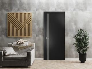 Solid French Door 30 x 96 | Planum 0310 Matte Black with| Bathroom