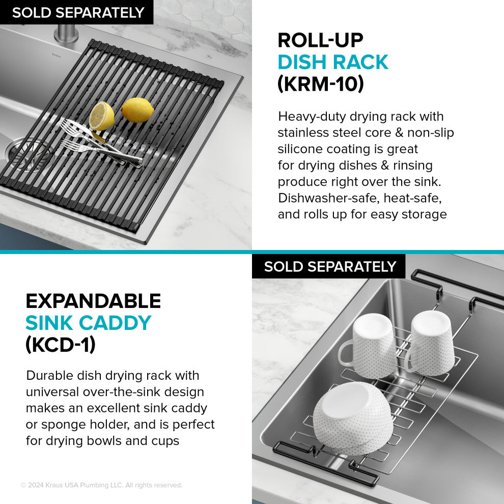 KRAUS Fairlane 15" Drop, / Top Mount 1-Bowl Stainless Steel Kitchen Sink