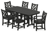 Polywood Chippendale 7-Piece Dining Set, Black