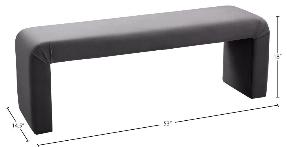 Minimalist Velvet Upholstered Bench, Gray