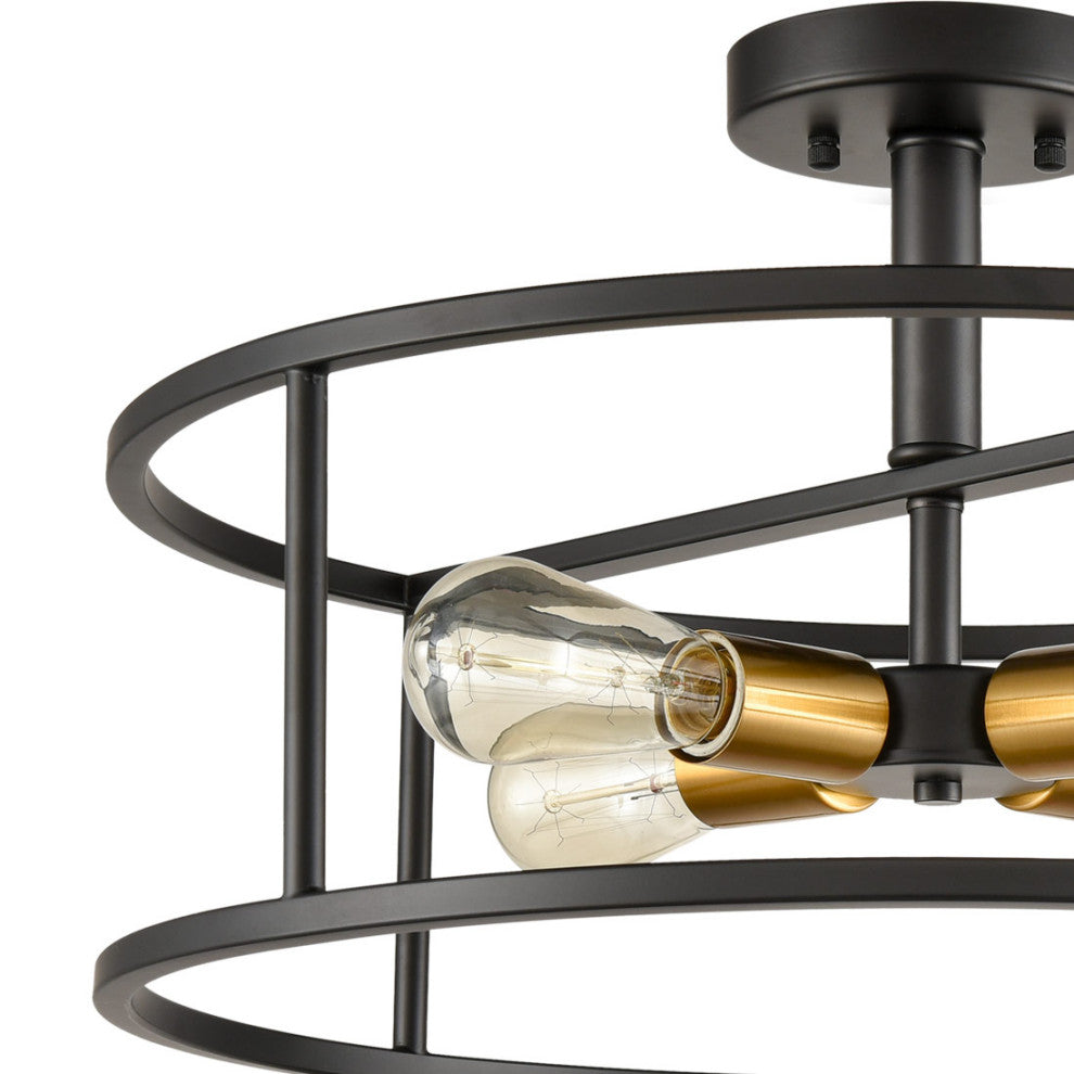Industrial Metal Cage Drum Semi Flush Kitchen Ceiling Lights