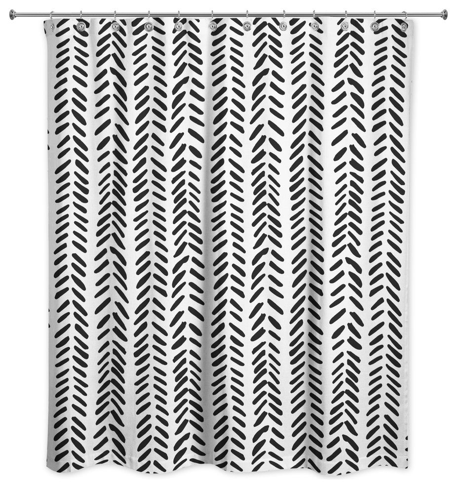 Modern Herringbone Shower Curtain, Black