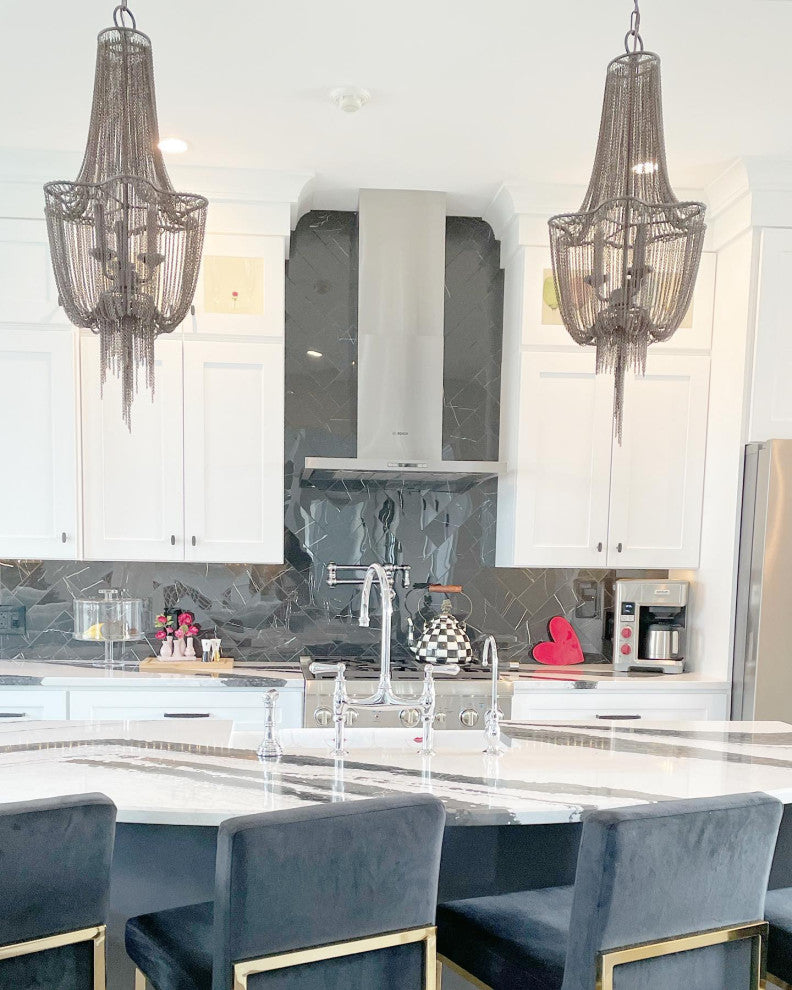 15" Gothic Bronze Chain Pendant Chandelier, 3-Light