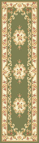 Corinthian 5312 Green, Ivory Aubusson Rug, 5'3"x7'7"