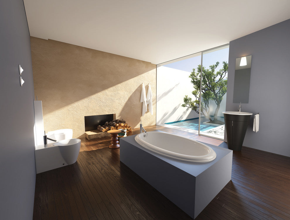 Malibu Daytona Oval Combination Whirlpool and Air Jet Bathtub 60x36x22 Biscuit