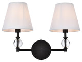 Beau 2-Light Bath Sconce, Black With White Fabric Shade