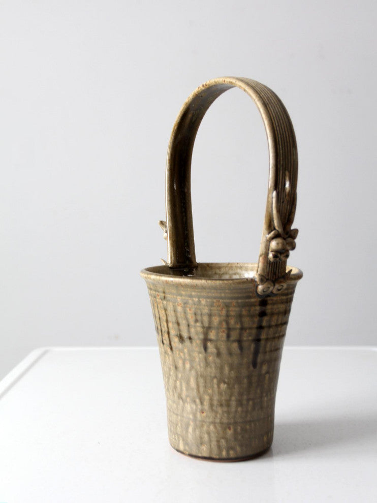Consigned, Vintage Frank Polizzi Pottery Basket Vase